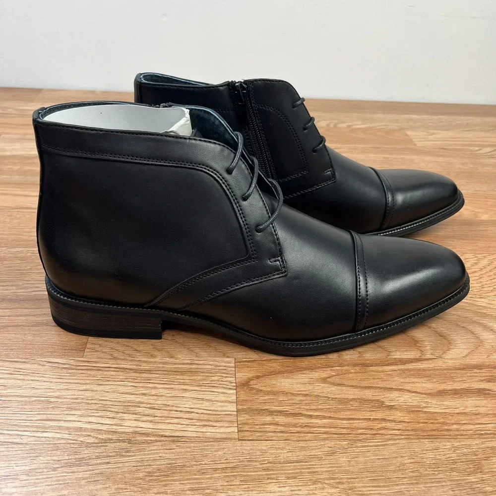 Amali Berino Black Ankle Short Dress Boots Zip Men's Size‎ 9 NEW